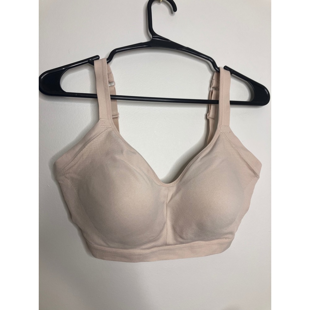 Warners Easy Does It Bra Womens Large Nude Excellent Wire-Free Seamless Stretch